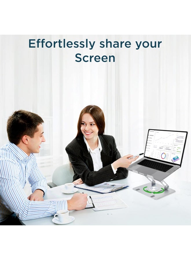 فورثكان حامل كمبيوتر محمول دوار للمكتب، حامل كمبيوتر/iPad قابل للتعديل للمكتب مع دوران 360 درجة، حامل كمبيوتر محمول محمول للمكتب المنزلي، إكسسوارات مريحة ومناسبة للعمل - Image 4